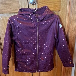 OshKosh B'gosh Purple Polka Dot Raincoat. Size 5-6. GUC